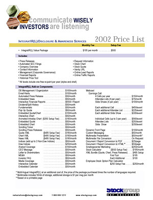 Pricesheet brochure